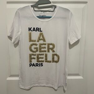 Karl Lagerfeld Paris Metalic Logo T-Shirt Size S